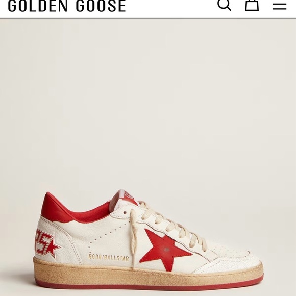 Golden Goose Women's Ball Star in white leather with red star and heel tab Sz 42 - Picture 13 of 15